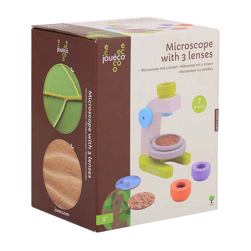 Load image into Gallery viewer, Johntoy joueco houten microscoop met 3 lenzen, 7dlg.
