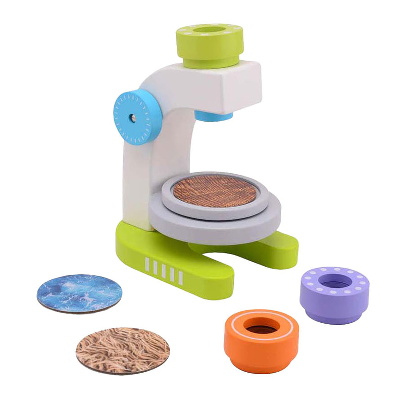 Load image into Gallery viewer, Johntoy joueco houten microscoop met 3 lenzen, 7dlg.
