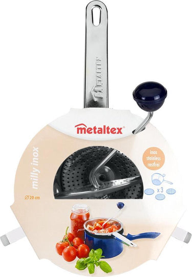 Metaltex milly groentenmolen roerzeef rvs met 3 inzetten 20cm