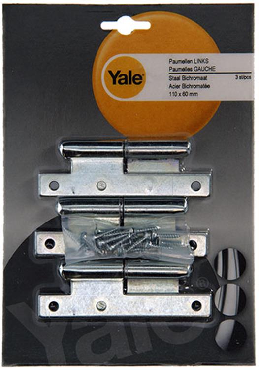 Load image into Gallery viewer, Yale 1019135 - 3 stalen paumellen verzinkt links 110x60mm | 5 stuks
