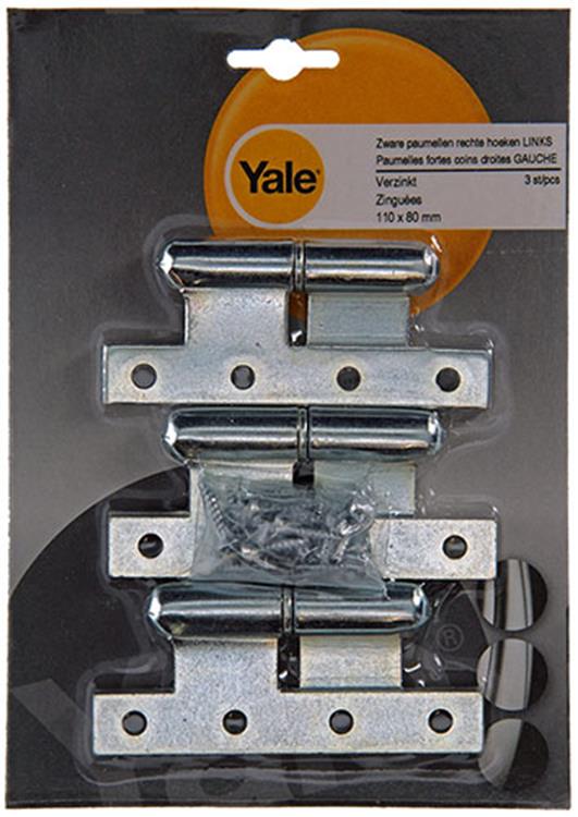 Yale 1019149 - 3 zware paumel.verz.rechte hoek links 110x80mm | 5 stuks