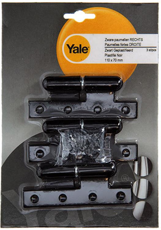Yale 1019157 - 3 zware paumellen zwart geplast.rechts 110x70mm | 5 stuks