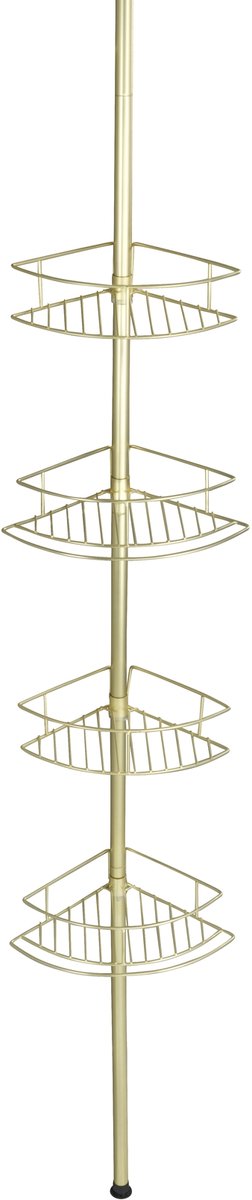 Wenko telescopisch doucherek dolcedo 4-laags rvs mat goud - uitschuifbaar van 65 tot 275cm - douchemand - bevestigen zonder boren