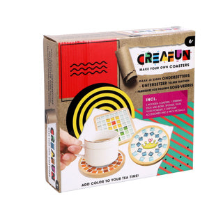 Load image into Gallery viewer, Creafun knutselset onderzetters maken - kleurrijk mozaïek diy pakket.
