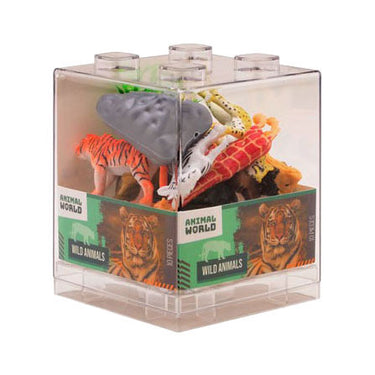 Johntoy animal world - 10-delige wilde dieren set in stapel kubus