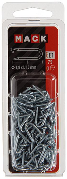 Afbeelding laden in galerijviewer, Mack 1017207 - kram staal verzinkt 75 gr 1,8 x 15 mm | 5 stuks
