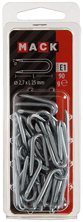 Afbeelding laden in galerijviewer, Mack 1017209 - kram staal verzinkt 90 gr 2,7 x 25 mm | 5 stuks
