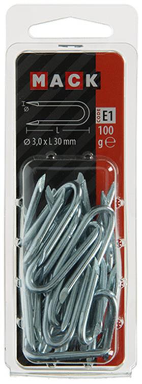 Afbeelding laden in galerijviewer, Mack 1017210 - kram staal verzinkt 100 gr 3,0 x 30 mm | 5 stuks
