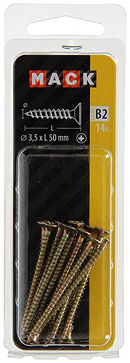 Afbeelding laden in galerijviewer, Mack 1017229 - spaanplaatschroef vz kop geelverz.14 st 3,5 x 50 mm | 10 stuks
