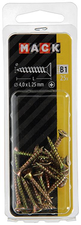 Afbeelding laden in galerijviewer, Mack 1017232 - spaanplaatschroef vz kop geelverz.25 st 4,0 x 25 mm | 10 stuks
