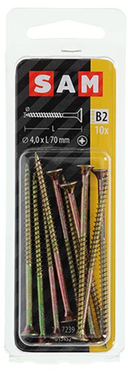 Afbeelding laden in galerijviewer, Mack 1017239 - spaanplaatschroef vz kop geelverz.10 st 4,0 x 70 mm | 10 stuks
