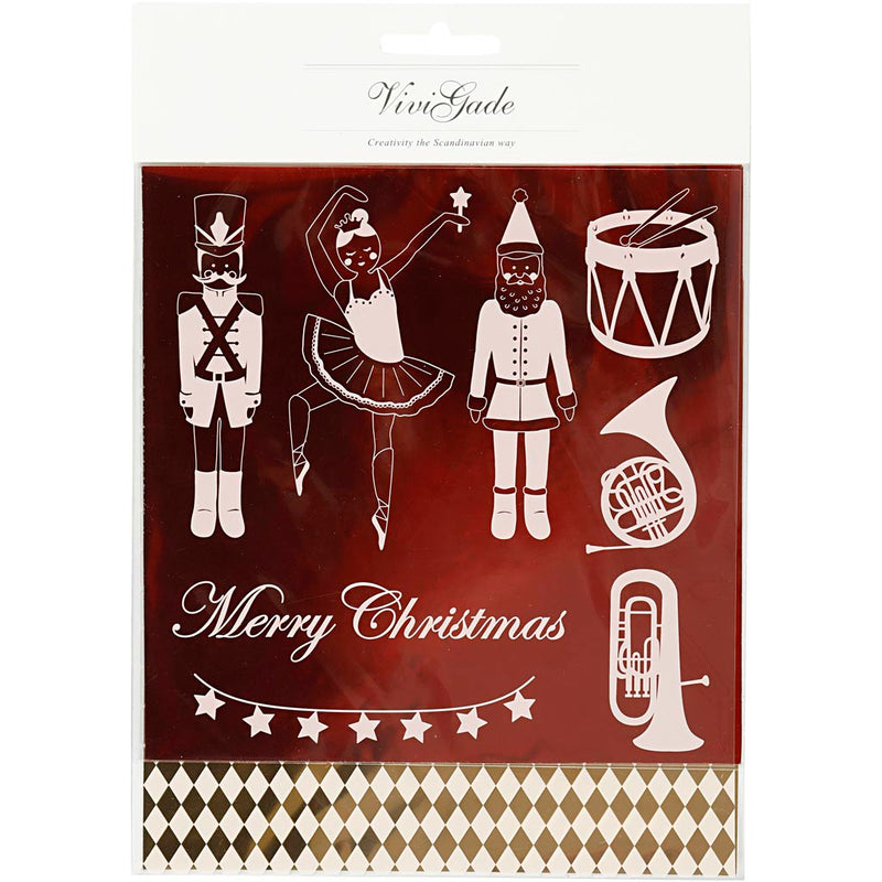 Afbeelding laden in galerijviewer, Https: www.cchobby.nl deco-folie-en-transfer-vel-notenkraker-kerstman-en-ballerina-vel-15x15-cm-goud-rood-wit-4-vel-1-doos
