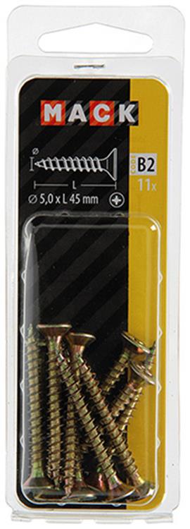 Afbeelding laden in galerijviewer, Mack 1017256 - spaanplaatschroef vz kop geelverz.11 st 5,0 x 45 mm | 10 stuks
