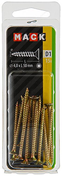 Afbeelding laden in galerijviewer, Mack 1017299 - spaanplschr.vzkop-zelfb. geelverz. 15 st 4,0 x 50 mm | 10 stuks
