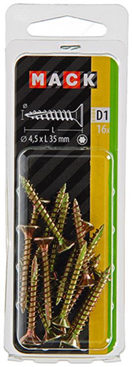 Load image into Gallery viewer, Mack 1017304 - spaanplschr.vzkop-zelfb. geelverz.16 st 4,5 x 35 mm | 10 stuks
