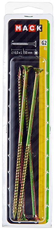 Afbeelding laden in galerijviewer, Mack 1017323 - spaanplschr.vzkop-zelfb. geelverz. 4 st 6,0 x 150 mm | 5 stuks
