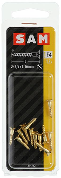 Afbeelding laden in galerijviewer, Mack 1019650 - houtschroef verzonken kop messing 12st 3,5 x 16 mm | 10 stuks
