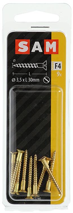 Afbeelding laden in galerijviewer, Mack 1019652 - houtschroef verzonken kop messing 9 st 3,5 x 30 mm | 10 stuks
