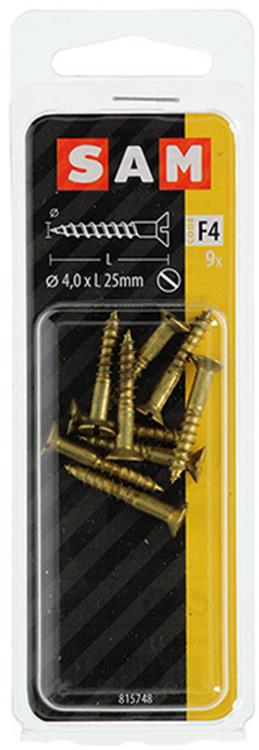 Load image into Gallery viewer, Mack 1019653 - houtschroef verzonken kop messing 9 st 4,0 x 25 mm | 10 stuks
