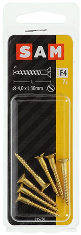 Load image into Gallery viewer, Mack 1019654 - houtschroef verzonken kop messing 7 st 4,0 x 30 mm | 10 stuks
