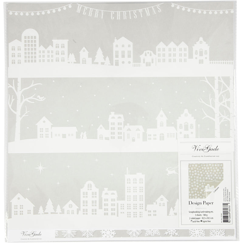 Afbeelding laden in galerijviewer, Https: www.cchobby.nl design-papier-huizen-en-sneeuwvlokken-vel-30-5x30-5-cm-180-gr-3-vel-1-doos
