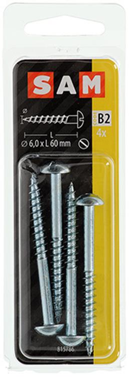 Afbeelding laden in galerijviewer, Mack 1017382 - houtschroef bolkop staal verzinkt 4 st 6,0 x 60 mm | 10 stuks
