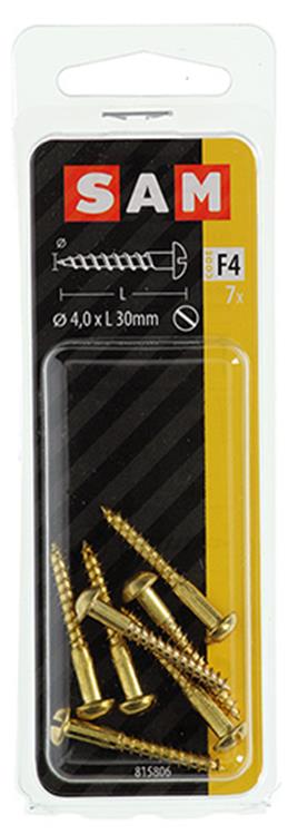 Load image into Gallery viewer, Mack 1019665 - houtschroef bolkop messing 7 st 4,0 x 30 mm | 10 stuks
