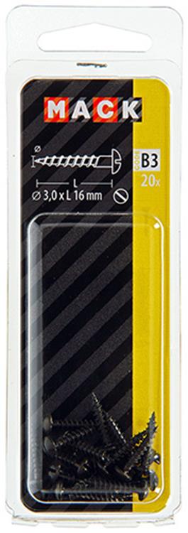 Afbeelding laden in galerijviewer, Mack 1017383 - houtschroef bolkop zwart verzinkt 20 st 3,0 x 16 mm | 10 stuks
