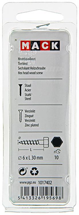 Afbeelding laden in galerijviewer, Mack 1017402 - houtdraadbout staal verzinkt 12 st 6 x 30 mm | 10 stuks
