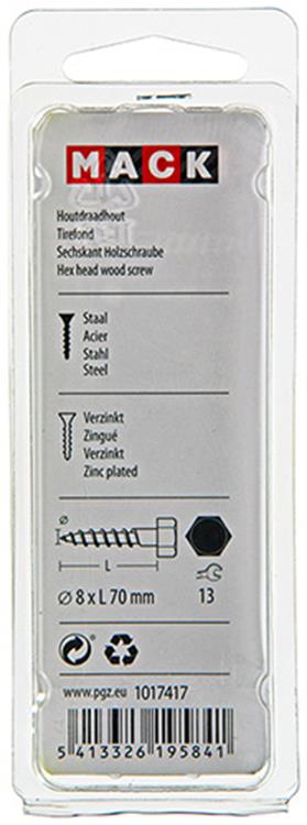 Afbeelding laden in galerijviewer, Mack 1017417 - houtdraadbout staal verzinkt 5 st 8 x 70 mm | 5 stuks
