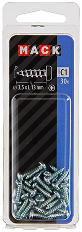 Load image into Gallery viewer, Mack 1017438 - zelftappende schroef cyl kop verz. 30st 3,5 x 13 mm | 10 stuks
