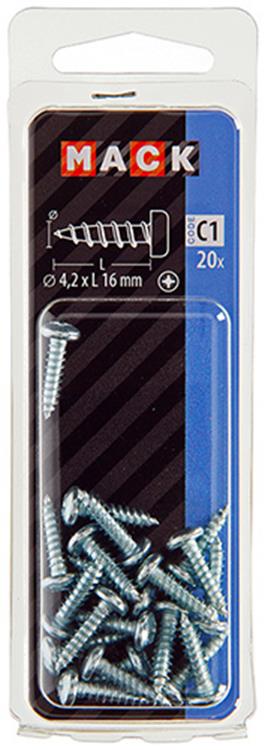 Afbeelding laden in galerijviewer, Mack 1017447 - zelftappende schroef cyl kop verz. 20st 4,2 x 16 mm | 10 stuks
