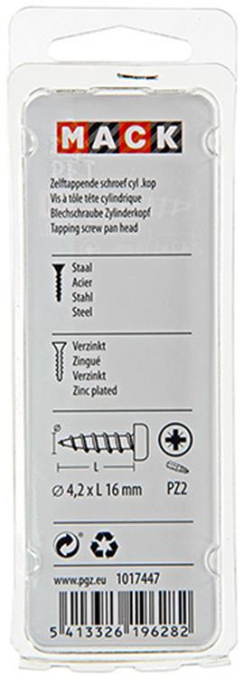 Afbeelding laden in galerijviewer, Mack 1017447 - zelftappende schroef cyl kop verz. 20st 4,2 x 16 mm | 10 stuks
