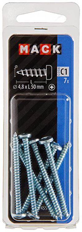Afbeelding laden in galerijviewer, Mack 1017455 - zelftappende schroef cyl kop verz. 7 st 4,8 x 50 mm | 10 stuks
