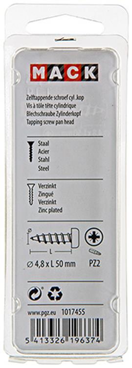 Afbeelding laden in galerijviewer, Mack 1017455 - zelftappende schroef cyl kop verz. 7 st 4,8 x 50 mm | 10 stuks
