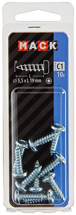 Afbeelding laden in galerijviewer, Mack 1017457 - zelftappende schroef cyl kop verz. 10st 5,5 x 19 mm | 10 stuks
