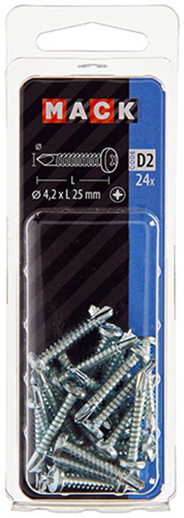 Afbeelding laden in galerijviewer, Mack 1017471 - zelfborende schroef cyl. kop verz. 24st 4,2 x 25 mm | 10 stuks
