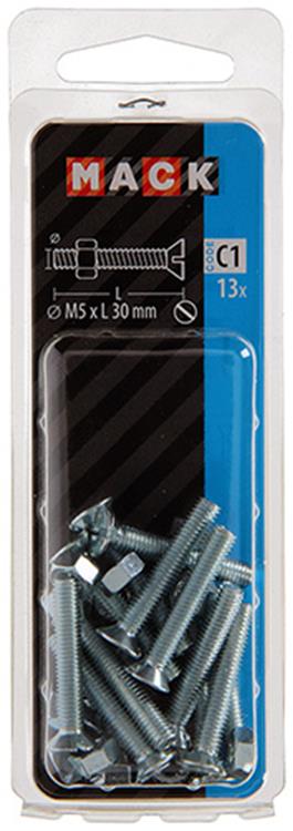 Afbeelding laden in galerijviewer, Mack 1017502 - metaalschroef verz. kop + moer verz. 13st m5 x 30 mm | 10 stuks
