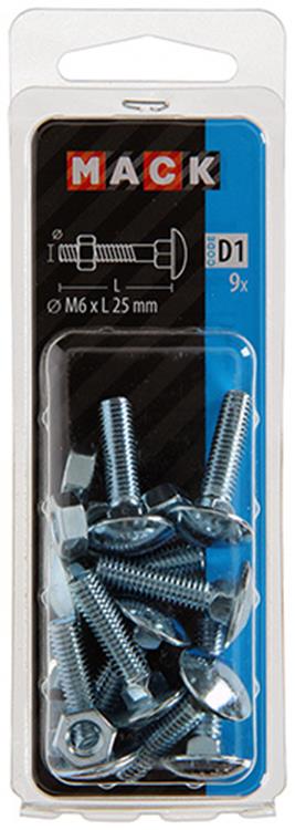 Afbeelding laden in galerijviewer, Mack 1017567 - houtbout + moer staal verzinkt9 st m6 x 25 mm | 5 stuks
