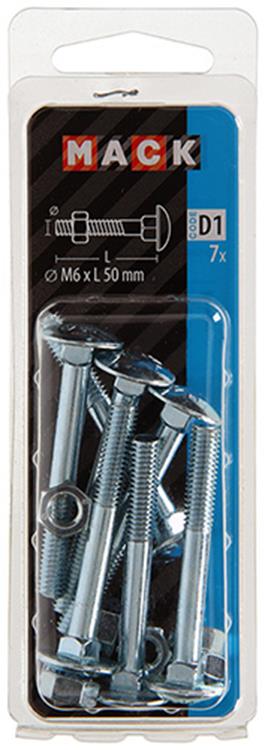 Load image into Gallery viewer, Mack 1017571 - houtbout + moer staal verzinkt7 st m6 x 50 mm | 5 stuks
