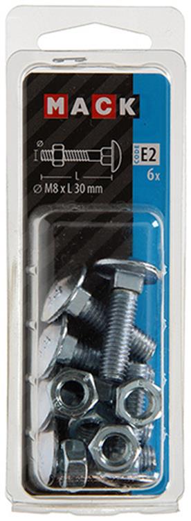 Afbeelding laden in galerijviewer, Mack 1017579 - houtbout + moer staal verzinkt6 st m8 x 30 mm | 5 stuks
