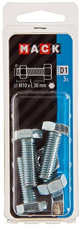 Afbeelding laden in galerijviewer, Mack 1017620 - tapbout + moer staal verzinkt 3 st m10 x 30 mm | 5 stuks
