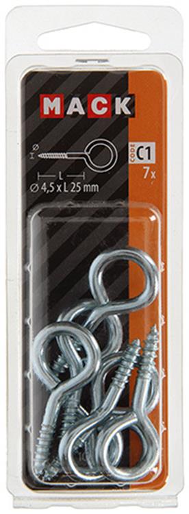 Load image into Gallery viewer, Mack 1017774 - schroefoog staal verzinkt 7 st 4,5 x 25 mm | 10 stuks
