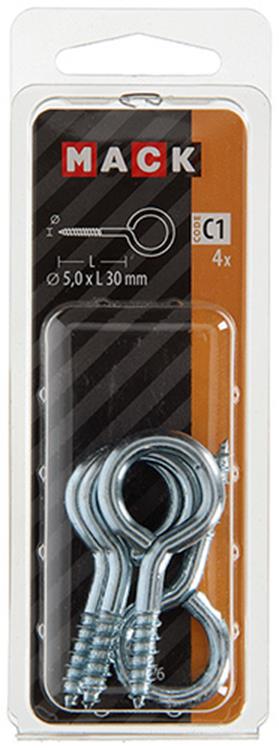 Load image into Gallery viewer, Mack 1017776 - schroefoog staal verzinkt 4 st 5,0 x 30 mm | 10 stuks
