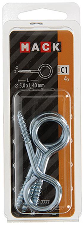 Load image into Gallery viewer, Mack 1017777 - schroefoog staal verzinkt 4 st 5,0 x 40 mm | 10 stuks

