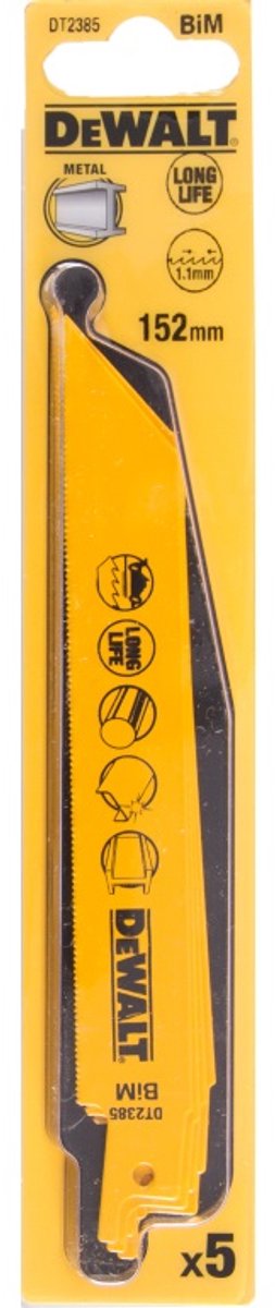 Dewalt accessoires dewalt dt2385-qz serie - reciprozaagblad - bimetaal - 152mm - metaalbewerkingen