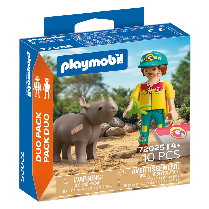 Load image into Gallery viewer, Playmobil duopack ranger met neushoorn - 72025
