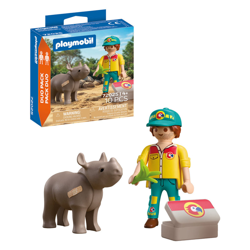 Load image into Gallery viewer, Playmobil duopack ranger met neushoorn - 72025
