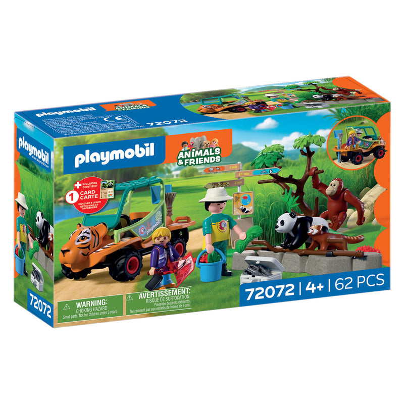 Load image into Gallery viewer, Playmobil animals friends dierentuin dierenverzorger met voertuig - 72072
