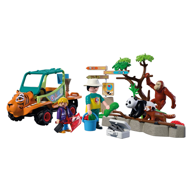 Load image into Gallery viewer, Playmobil animals friends dierentuin dierenverzorger met voertuig - 72072

